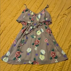 Floral Kids Dress in Brown and Multicolor